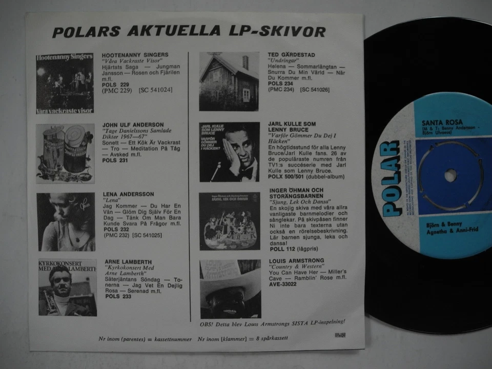 ABBA He Is Your Brother / Santa Rosa 45 7" Single 1972 Sweden POS 1168 blue EX - Image 2 of 2