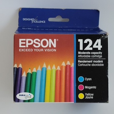 Genuine Epson 124 Ink Cartridges 3 Pack T124120-520  Exp 2/2019