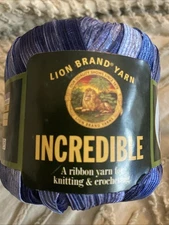 Lion Brand Incredible Ribbon Yarn 202 Blue Shades