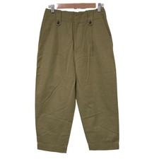 MARGARET HOWELL Cotton Linen Twill Tuck Tapered Pants, Size 1, Khaki Women USED