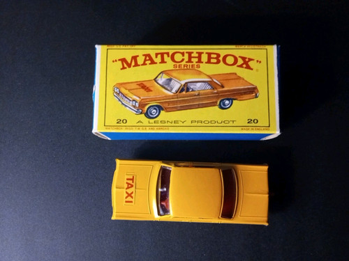 Matchbox #20C Chevrolet Impala Taxi Cab 1965 VN/COMO NUEVO en caja original nítida E4 - Imagen 9 de 14