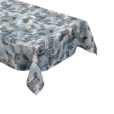 Toile Cirée Nappe 160 CM Largeur Bleu Feuilles Automne P1112-2 Carré Rond Oval