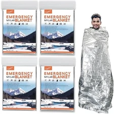 4 Pack 82"x62" Survival Mylar Thermal Blankets, Emergency