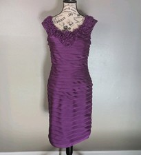 Adrianna Papell Women's Purple Short Sleeve Tiered Dress Size 10 Petite