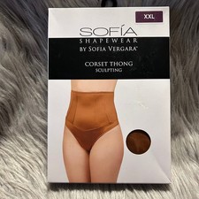 Sofia Shapewear By Sofia Vergara Corset Thong Sculpting Womens Size XXL Brown