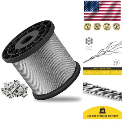 Aircraft Grade 1/16 Wire Rope - 1000FT Stainless Steel Cable for Multiple Uses