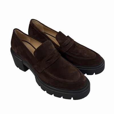 NEW - Stuart Weitzman SoHo 65mm Loafers in Dark Brown Suede Size 9.5 AA Spain