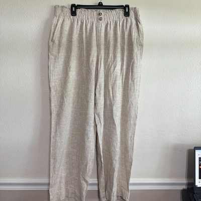 #ad #ad Briggs Pull On Pants Womens XL Light Beige Nylon Elastic Waist Classic Straight $24.95