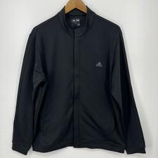 Adidas Track Jacket Men's Size L Black Full Zip Mock Neck Logo Polyester