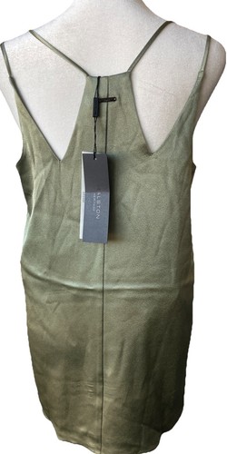 NWT's Halston Heritage Sleeveless Satin Cami Top with Back Detail in Moss Small - Picture 4 of 7