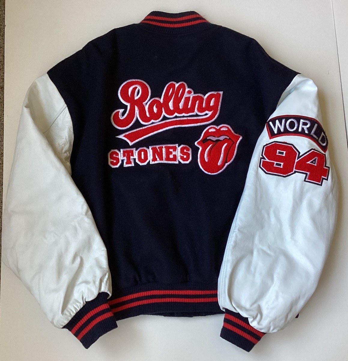 Vtg Rolling Stones 1994 World Tour Varsity Jacket Wool Leather
