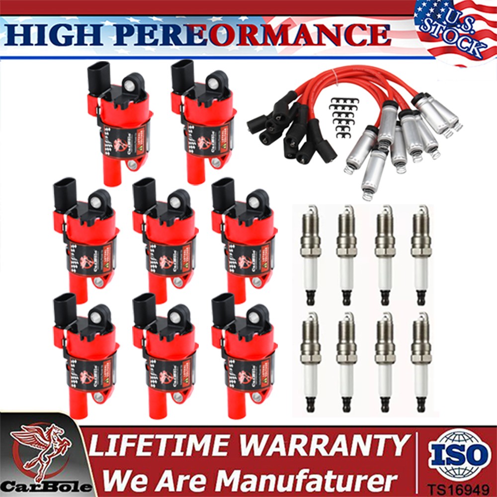 8Pack Ignition Coil & Spark Plug & Wires set for GMC Chevy Silverado Tahoe UF414
