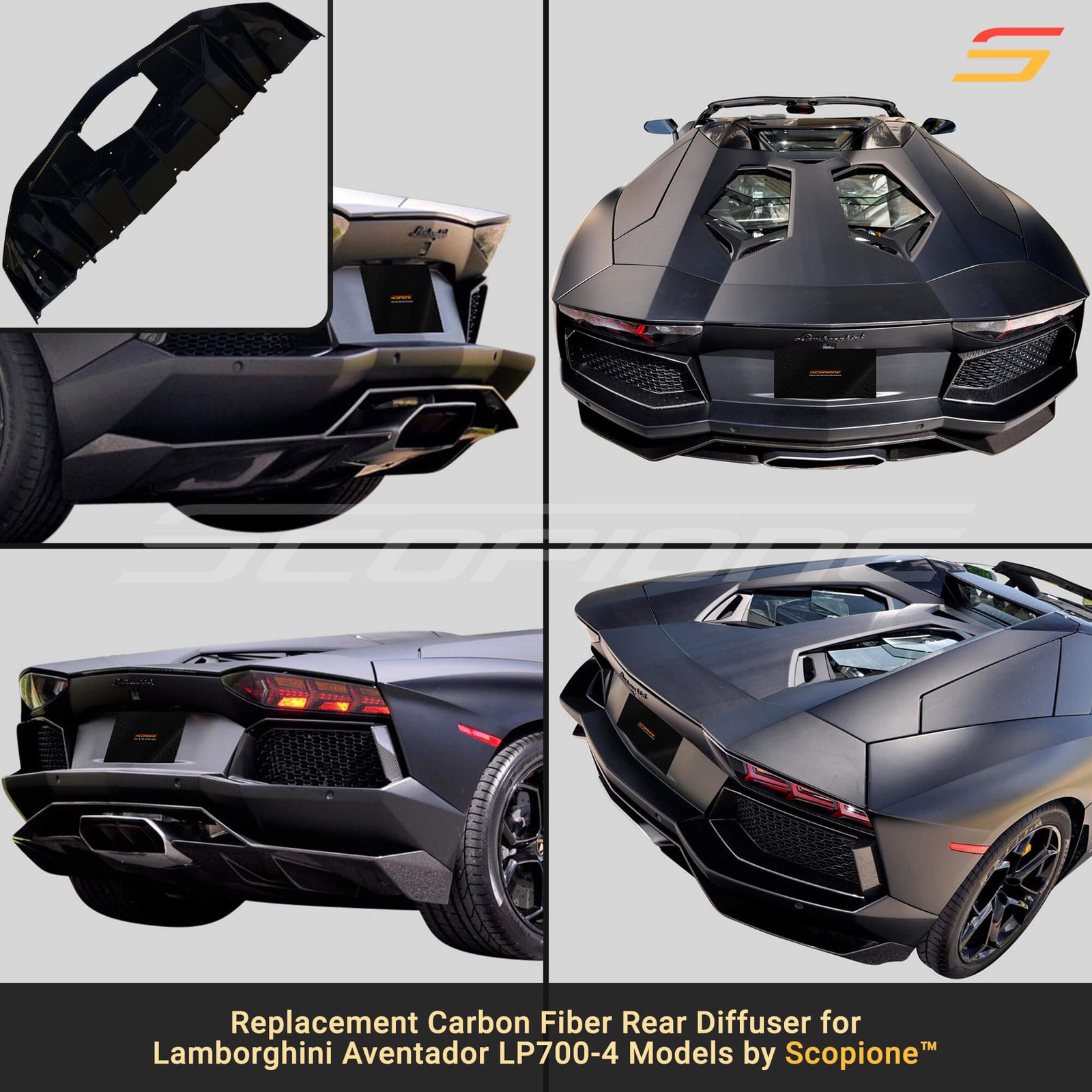 Scopione Carbon Fiber Rear Bumper Diffuser for Lamborghini 12-17 Aventador LP700