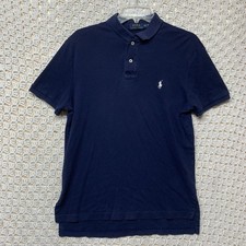 Polo Ralph Lauren Polo Shirt Mens M Blue Short Sleeve 100 Cotton White Pony