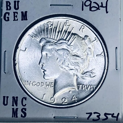 1924 P BU GEM PEACE SILVER DOLLAR UNC MS+++ U.S. MINT RARE COIN 7354