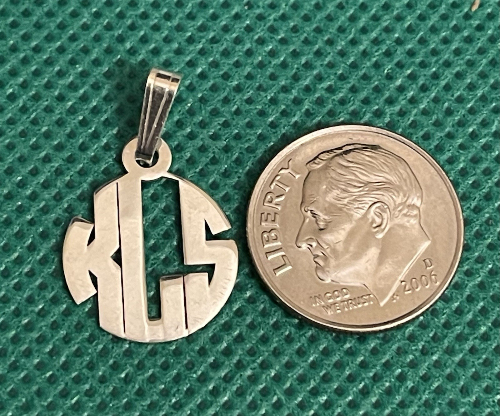 Initials “KLS” Sterling Silver .925 Charm Pendant - image 3