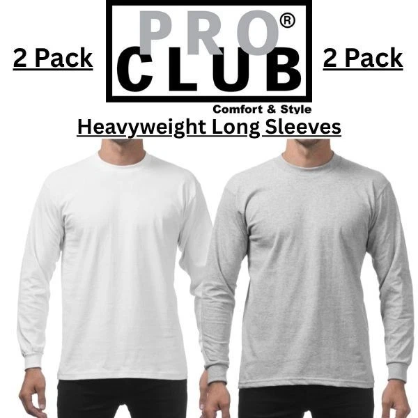 Camisa Pro Club ProClub Peso Pesado Manga Larga 2 PACK Foto 3 de 4