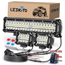 12Inch LED Light Bar and 2PCS 4Inch 12 4in LED Light Bar Kit with Rocker Switch