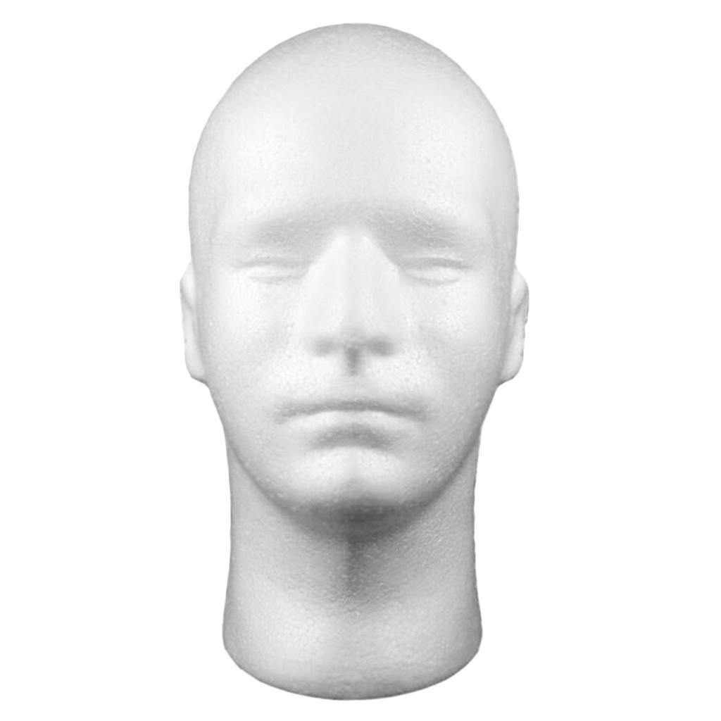Tête de mannequin homme en polystyrène pour chapeau, casquette, casque, 50,8