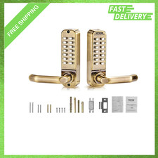 Mechanical Keyless Entry Door Lock with 14 Keys, Waterproof Stainless Steel Gate