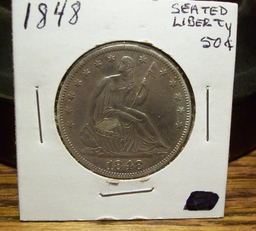 1848 Seated Liberty Half Dollar-About Uncirculated (AU) Details (uncertified)