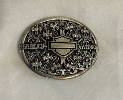 Harley Davidson Floral Belt Buckle with Small Rhinestones
