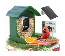 Smart Bird Feeder with Camera Solar Powered for Outdoors IP66 Waterproof FHD ...