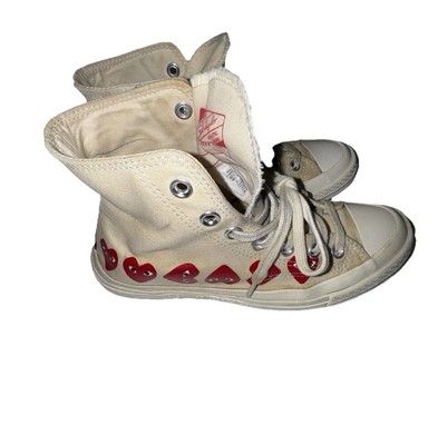 Converse Comme des Garçons Play x Chuck 70 Hi Women Size 8 White Red Shoes