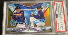 Benny Montgomery Jaden Hill Signed Bowman Chrome Rockies PSA Auto Dual Gold /50