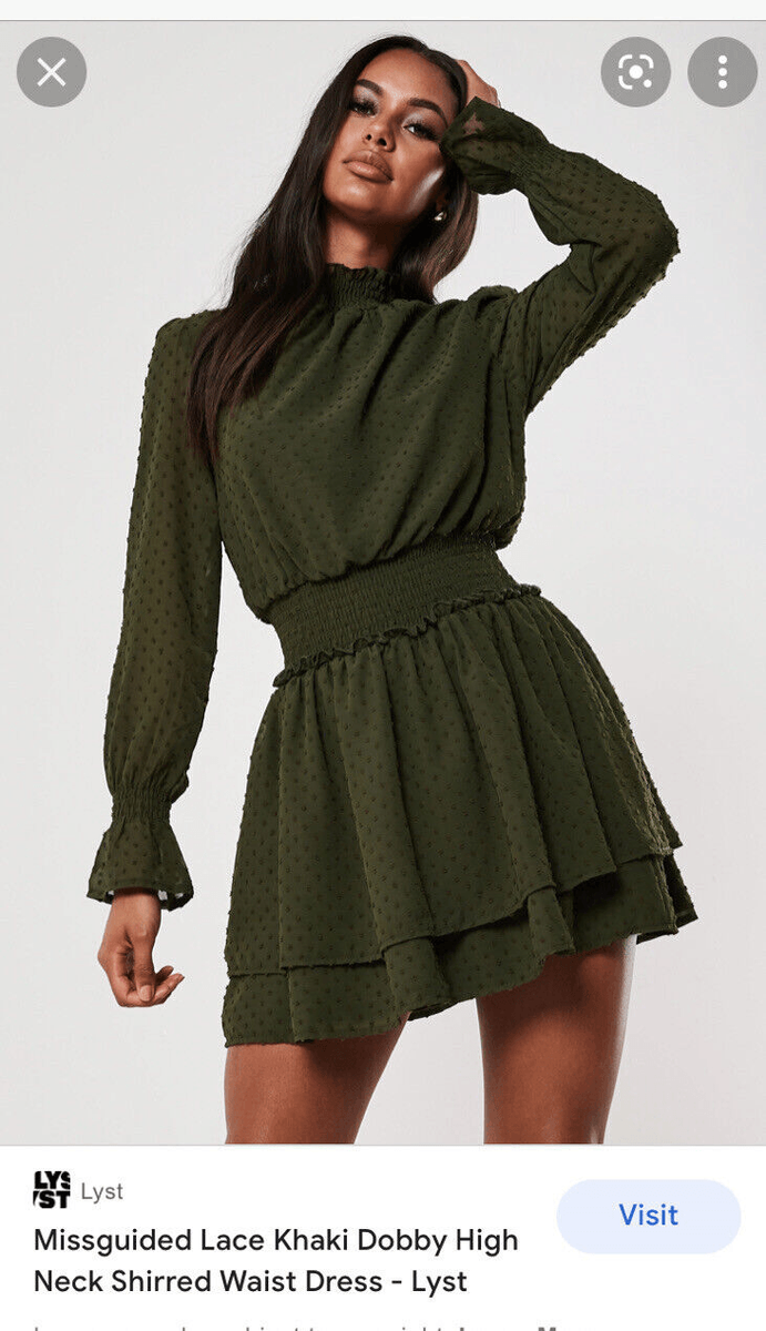 high neck shirred waist dress High-Neck Shirred Midi Dress