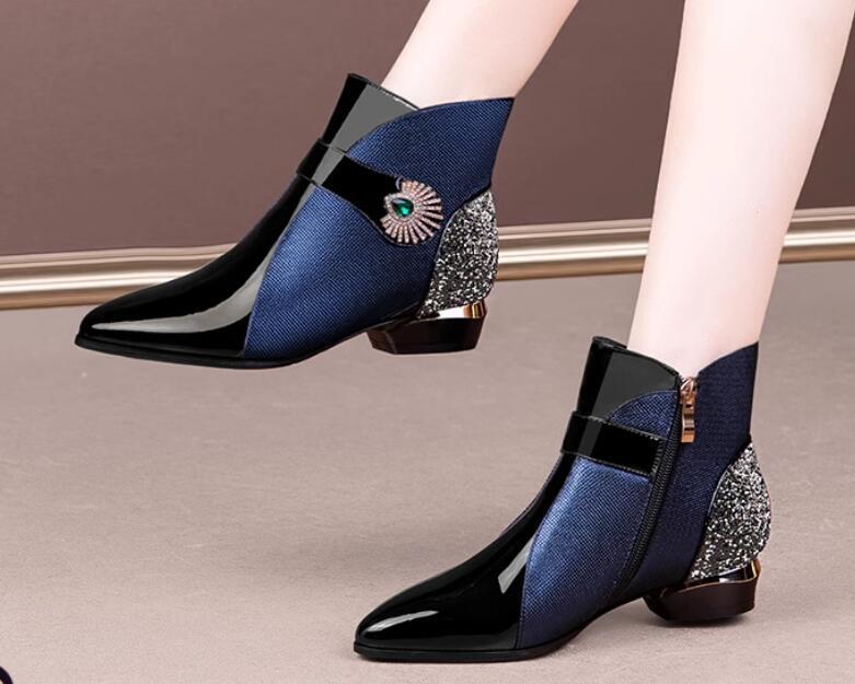 Bottes Sandales Femme French Blue - Taille 39 (US) - Cuir Couleur Caramel, Motif Floral Découpé - Talon Haut - Occasion Très Peu Porté
