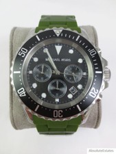 NEW Michael Kors Everest Green Silicone Black Mens Chronograph Watch MK8981 NIB