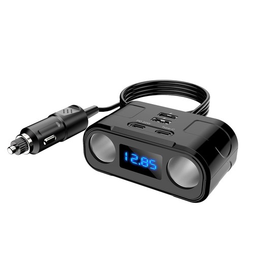 L12C 12V / 24V Rozdzielacz zapalniczki Ładowarka samochodowa z 2x USB 2x Typ-C PD - Zdjęcie 2 z 10