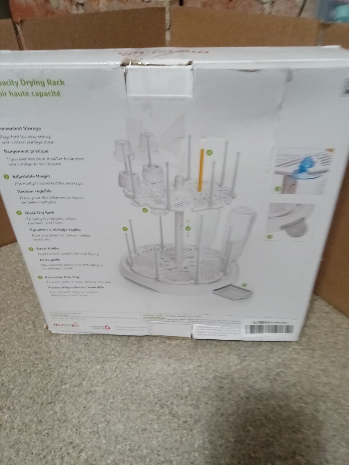Munchkin - High-Capacity Drying Rack Spining Easy-Fold Quick Dry with drip tray