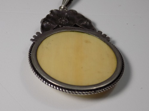 Vintage Jugendstil Anhänger Medaillon Portrait 800er Silber Antikschmuck Floral - Picture 8 of 10