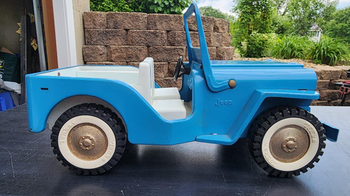 Vintage Tonka Jeep Runabout 1960s toy, Blue & White with boat trailer, - Picture 2 of 8