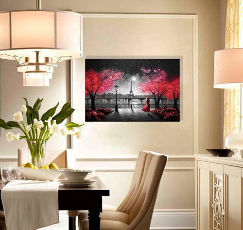 Alone at Night in Paris Eiffel Tower Canvas Prints City Wall Art Pictures Decor - Picture 46 of 141