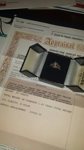 Damenring 14 Karat zweifarbig weiß & gelb 14 KT Diamant Größe 7,5 - Bild 5 von 9