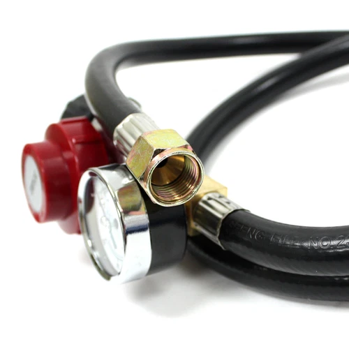 High Pressure Adjustable LP Propane Regulator Gauge QCC1 & 4' BBQ Hose 20PSI - Picture 3 of 5
