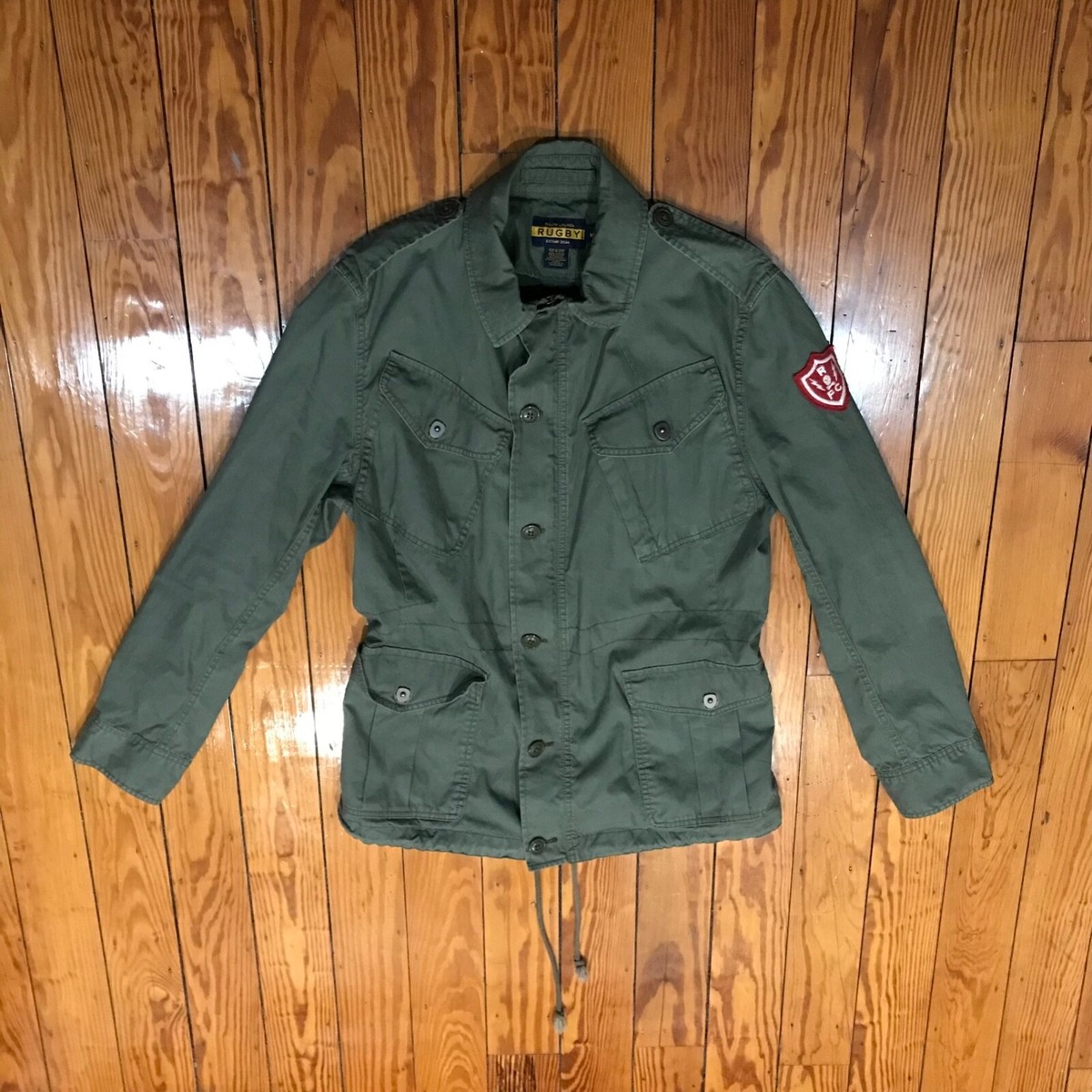 Rugby Ralph Lauren Patch Field Jacket Size M Vintage Olive Green 