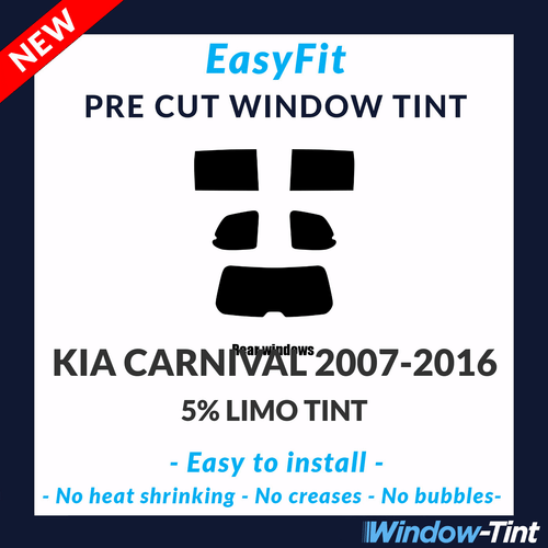 EasyFit Static Pre Cut Window Tint For Kia Carnival 2007-2016 - 5% Limo Rear - Picture 1 of 3
