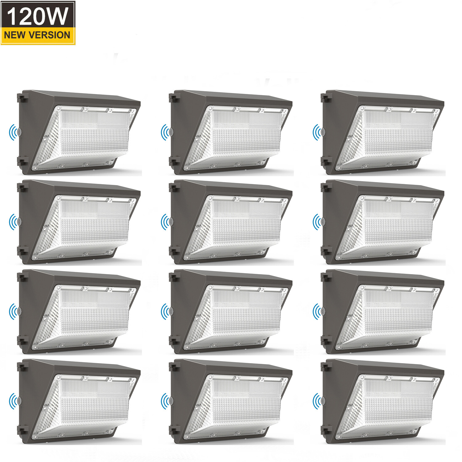 12-Pack 120W Outdoor LED Wall Pack Light with Photocell Dusk to Dawn Commercial