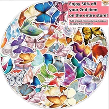 50pcs Waterproof Vinyl Stickers Butterfly Luggage Phone Laptop Car Water Bottle