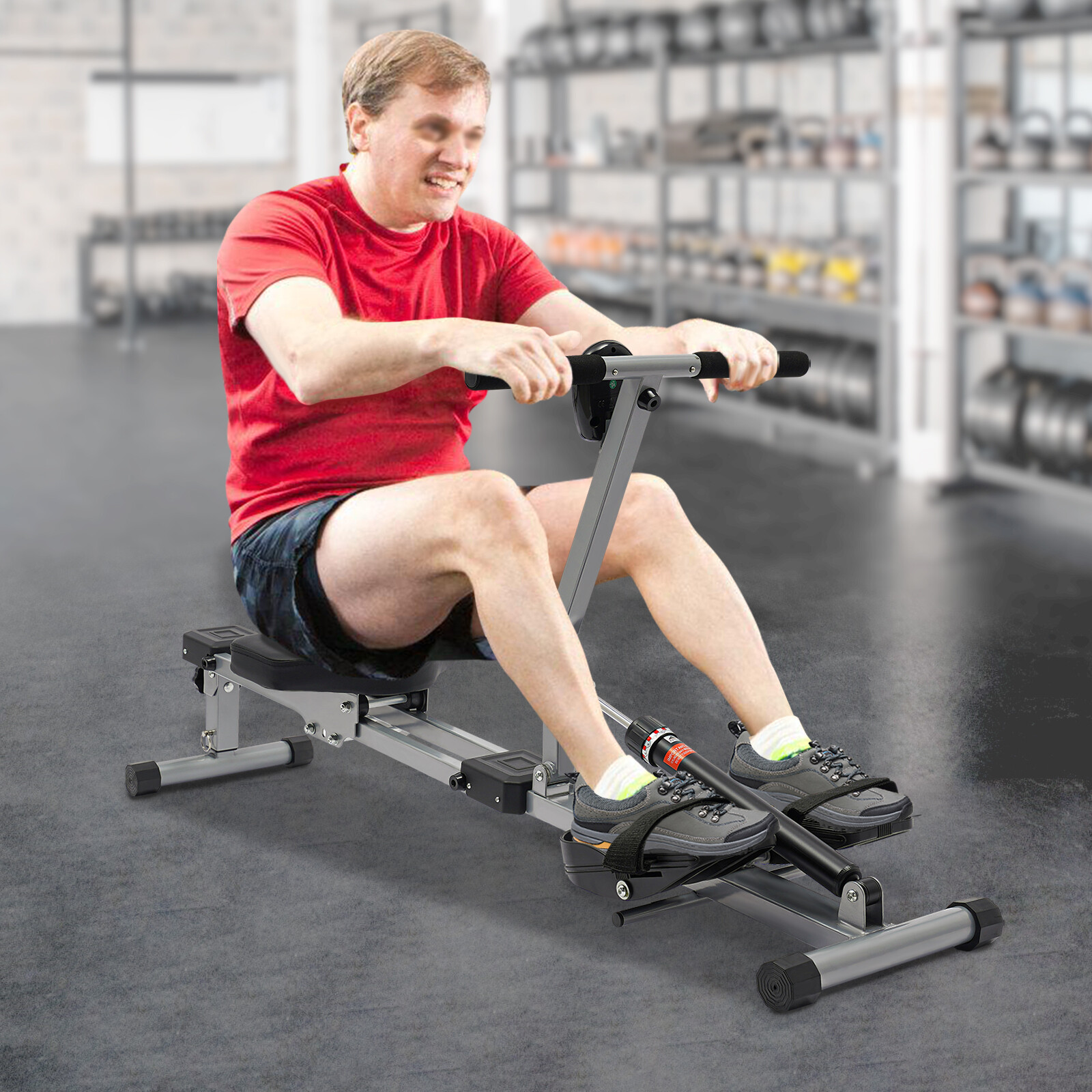 Home Rowing Foldable Rowing Exercise Machine Hydraulic Rowing Machine LED Meter