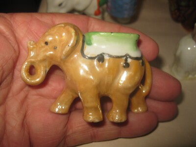 陶器　エレファント 4 Vtg ELEPHANT Kitchen Tableware Ceramic Figures Japan Salt