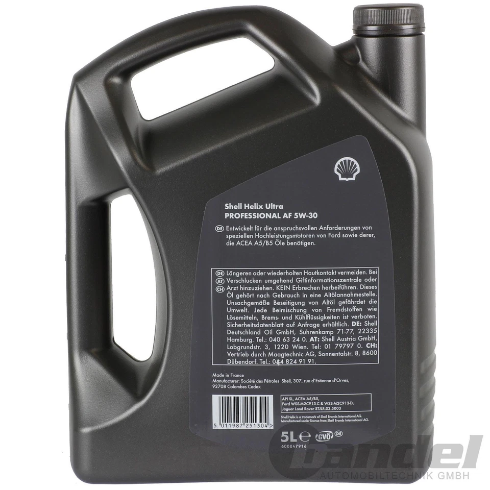 2x5L SHELL HELIX ULTRA PROFESSIONAL AF 5W-30 passend für WSS-M2C913-C/ 913D FORD - Bild 4 von 4