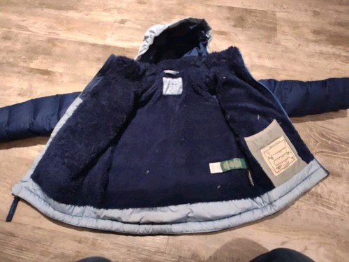 LL Bean Jacket Kids S 4 Puffer Down Zip Hoodie Sherpa Lined Downtek Colorblock - Picture 13 of 20