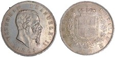 Regno D'Italia Vittorio Emanuele II 1861-1878 5 Lire Ar 1864 Napoli Gig 35 Rara.