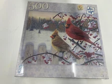FX Schmid - Cardinals in Winter - 2003 Kim Norlien 500 Piece Jigsaw Puzzle NEW