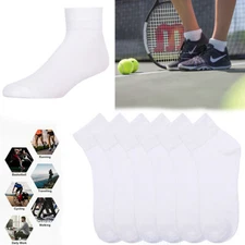 12 Pair Men Boy Quarter White Black Athletic Socks Women Running School 10-13